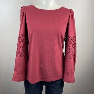 la vie rebecca taylor burgundy red bohemian cottage core blouse